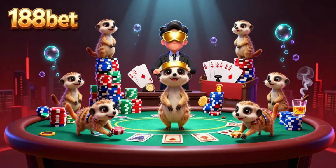 Experience winning strategies at 188bet with an exciting meerkat casino scene filled with poker action.