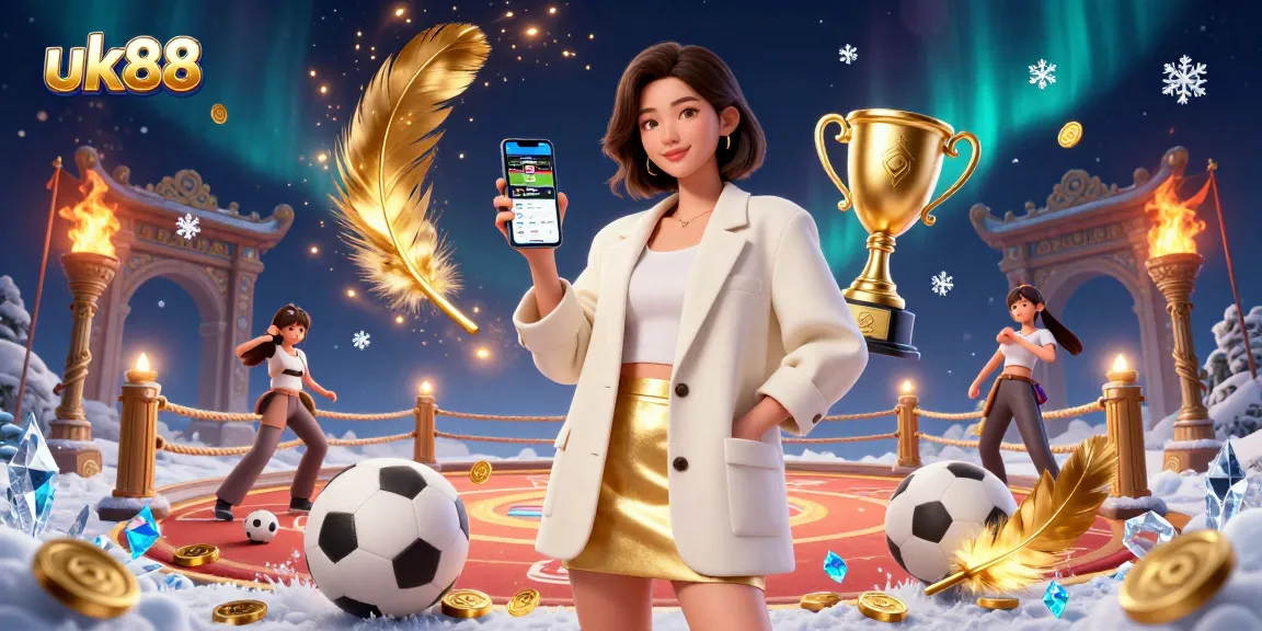 Win exciting sports bets with uk88, showcasing engagement through smartphone betting and energetic casino aesthetics.