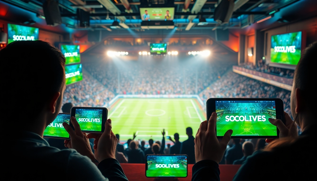 SOCOLIVE streaming live soccer matches in a vibrant sports bar environment.