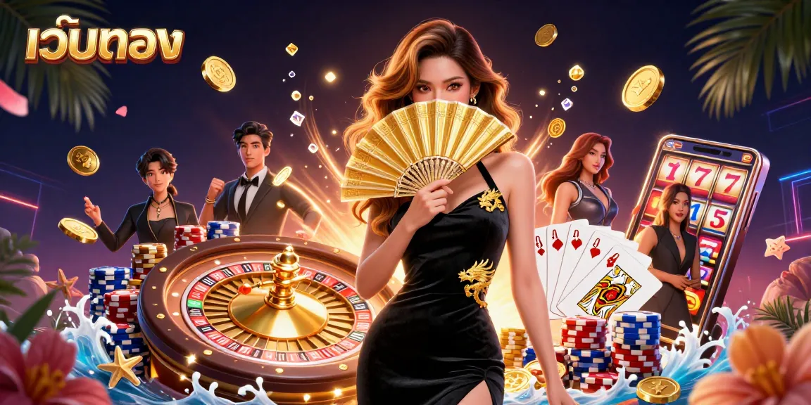 Engage with เว็บตรง casino slots featuring golden coins, roulette, and vibrant gambling elements.