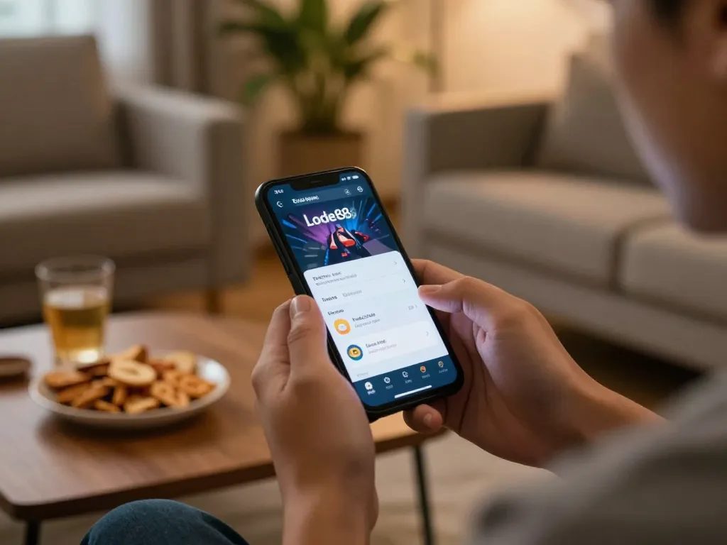 Player exploring tải app lode88 for mobile gambling in a cozy setting with engaging visuals
