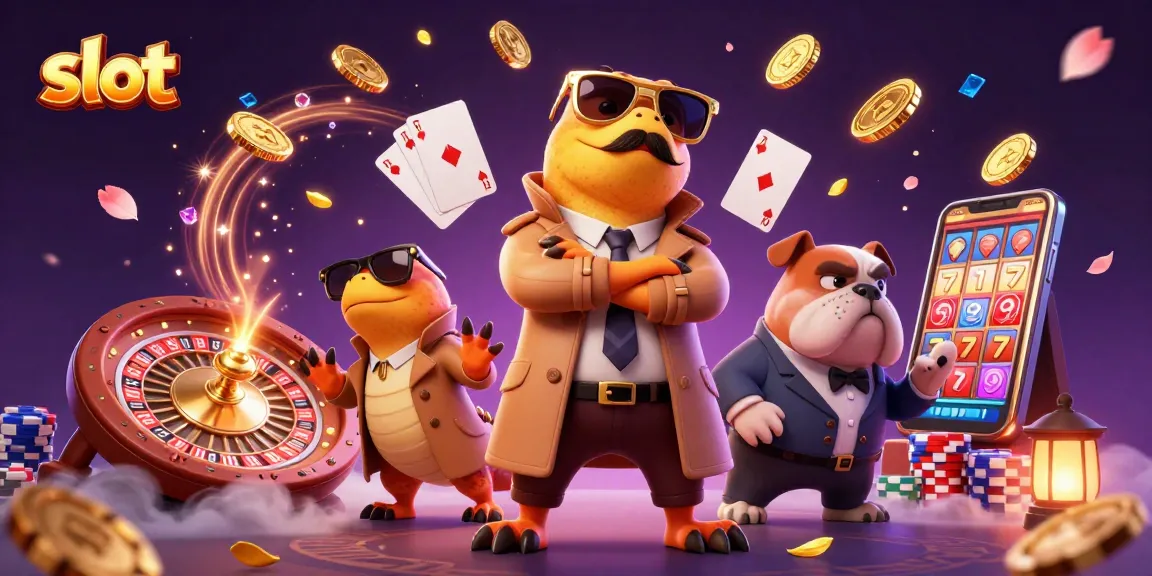 Spin the slot reels with three raptors in disguise, surrounded by casino treasures and excitement.