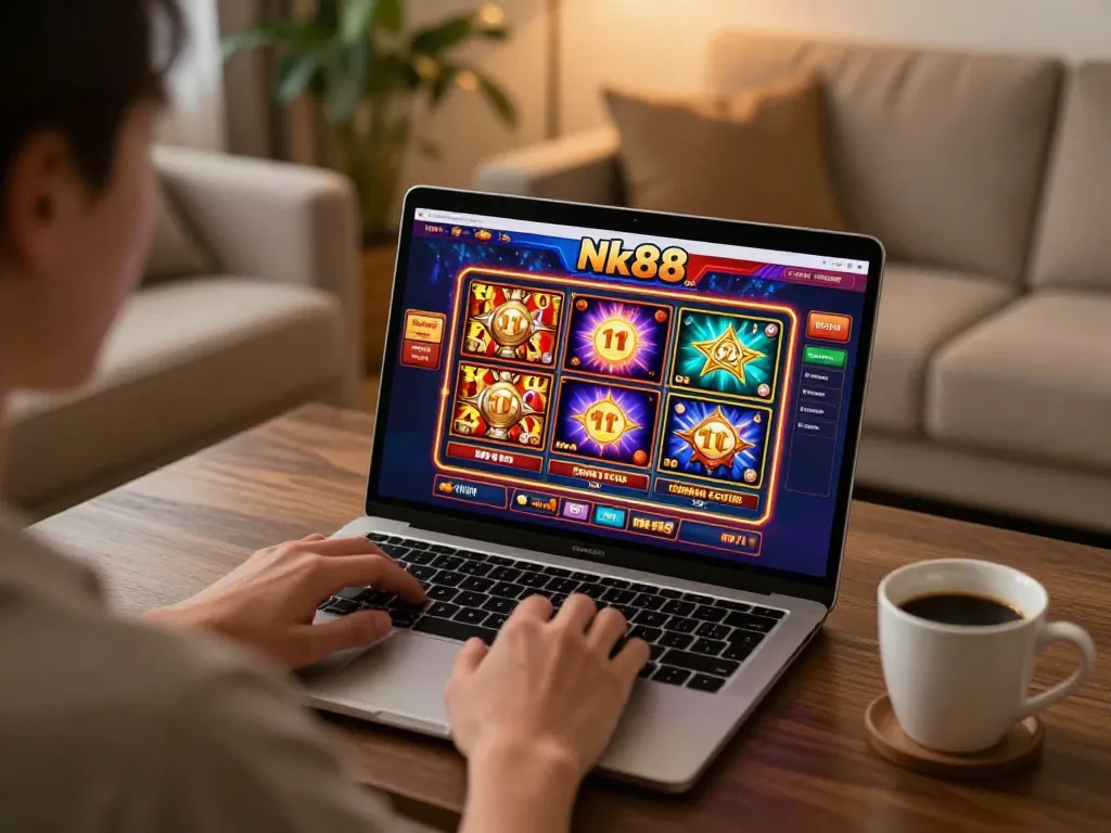 Engaging online gaming experience on Nk88 com with colorful slots and cozy ambiance.