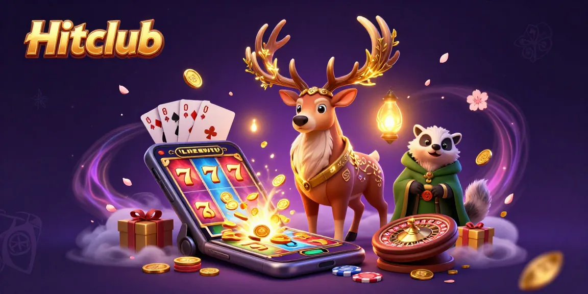 Hitclub brings excitement with a glowing stag and badger amid a vibrant casino scene