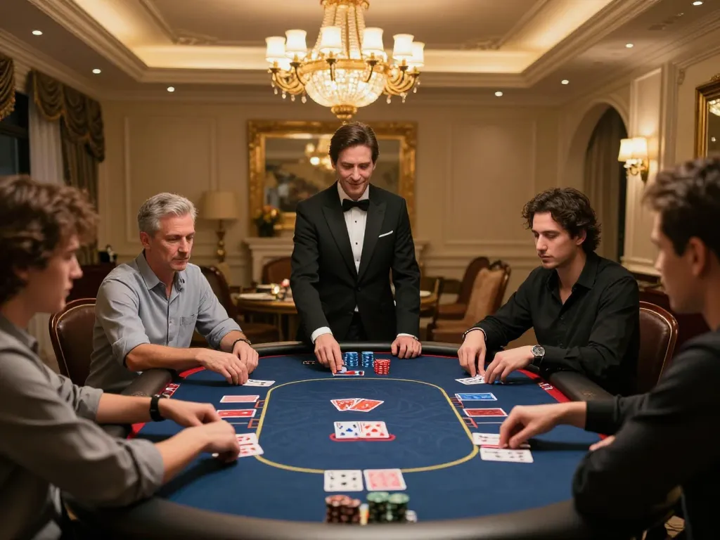 tr88 poker night at home with players strategizing over a stylish kitchen table