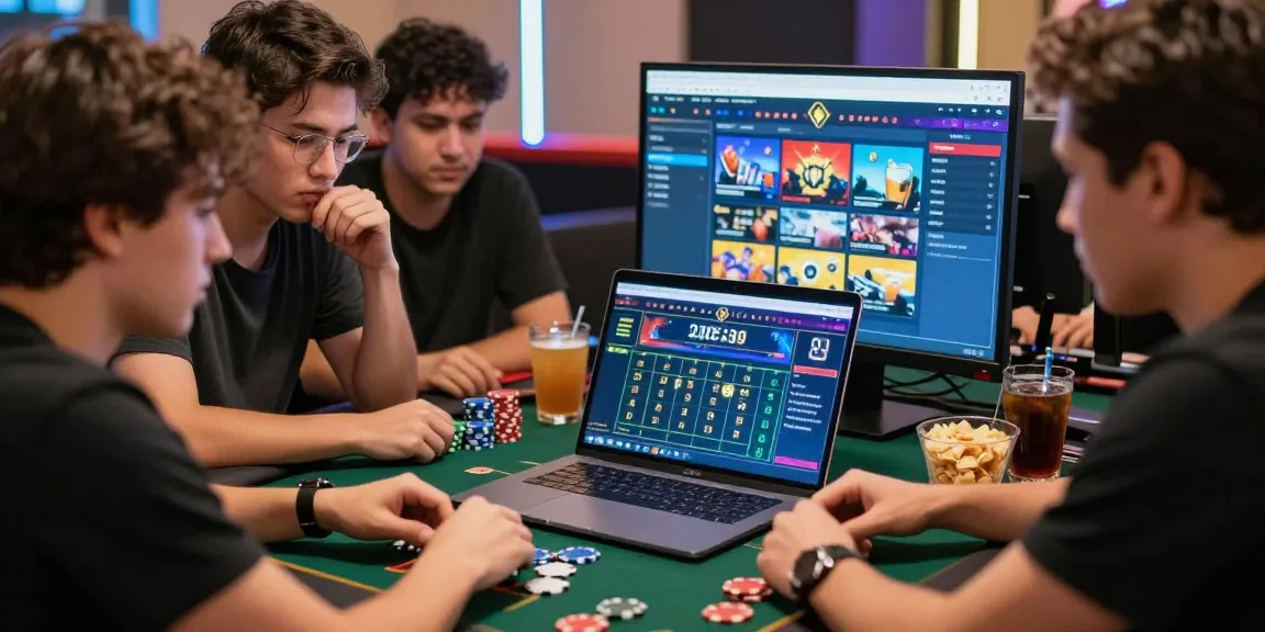 Players enjoying pajaktoto alternatif in an exciting gaming environment, surrounded by snacks, drinks, and vibrant visuals.