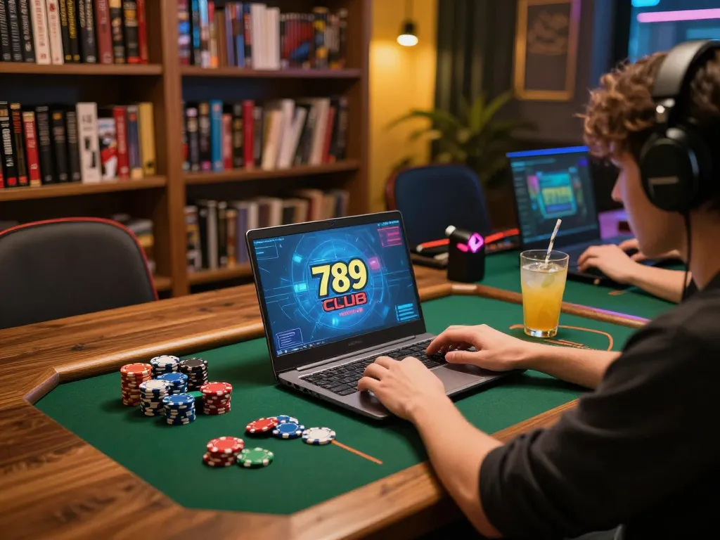 Engaged player enjoying 789 club online gaming experience with strategy resources at hand.