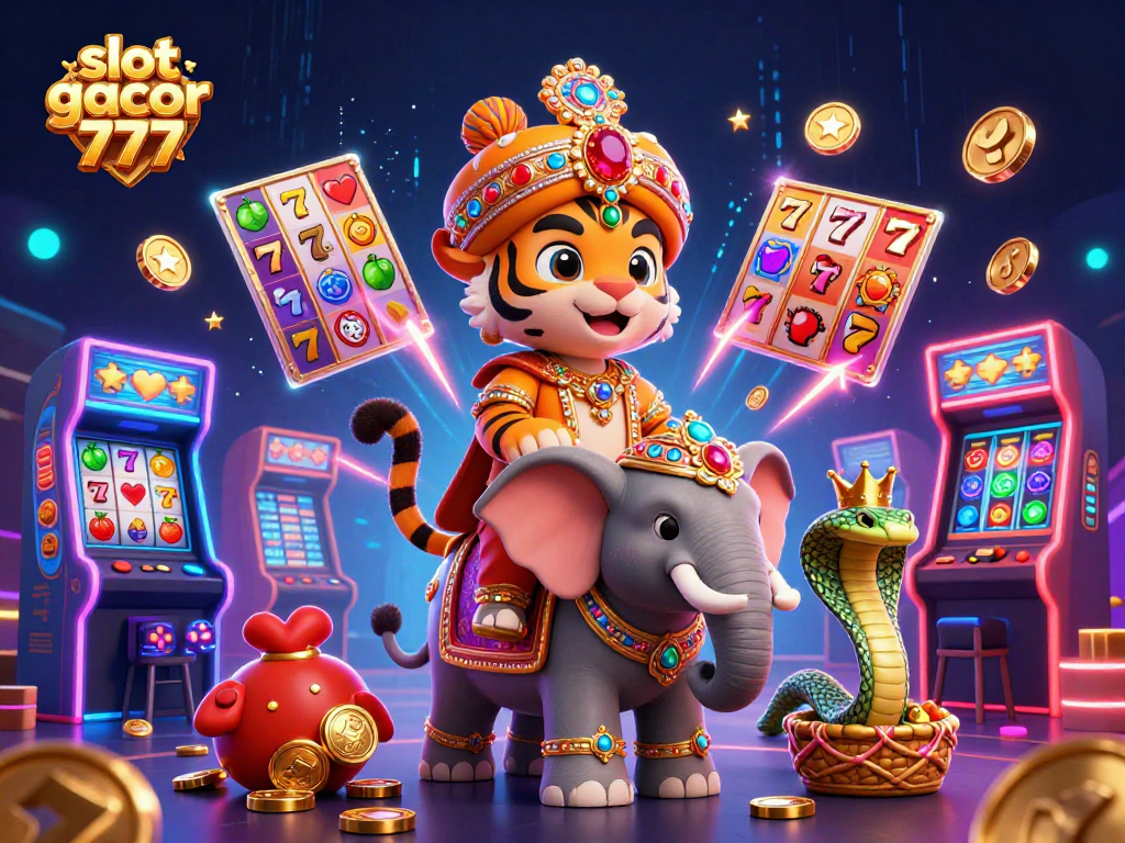 Experience the thrill of slot gacor 777 with a vibrant 3D illustration of gaming excitement.