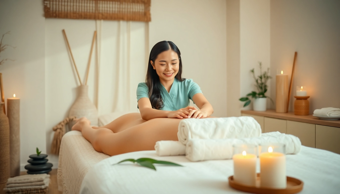 Suwon 출장마사지 with a professional young Thai therapist in a tranquil setting, promoting relaxation and wellness.