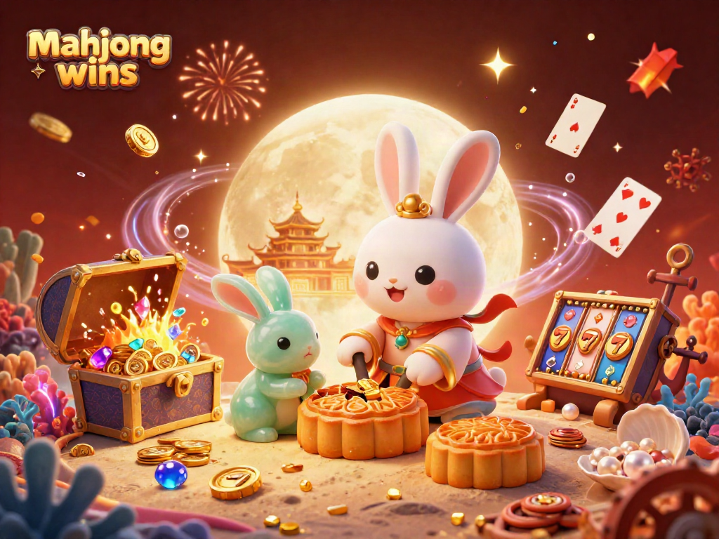 Experience mahjong wins in this vibrant 3D casino scene with festive elements illustrating winning gameplay.
