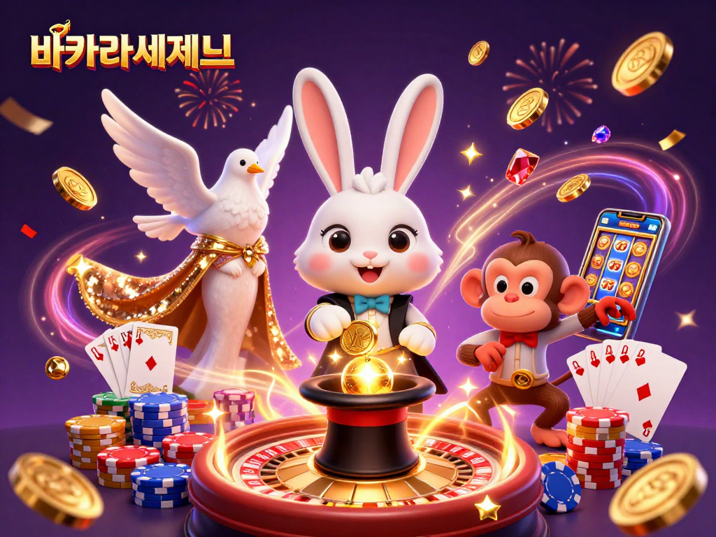 바카라사이트에서 실시간 바카라 게임을 즐기는 마법 토끼와 화려한 비둘기, 재치 있는 원숭이를 보세요.