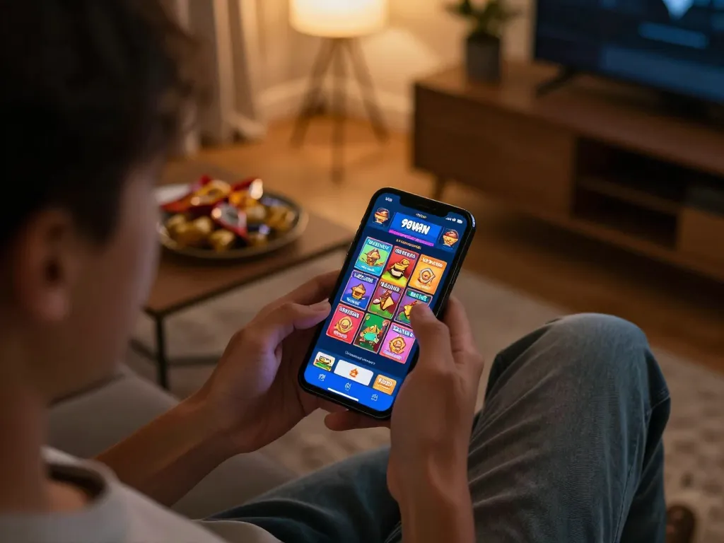 Engaged player exploring the 98win casino app for winning strategies at home