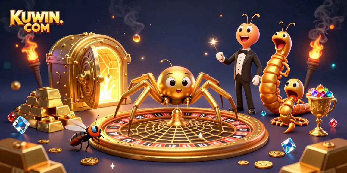 Bet on exciting games at KUWIN. COM with a captivating 3D casino scene featuring vibrant characters.