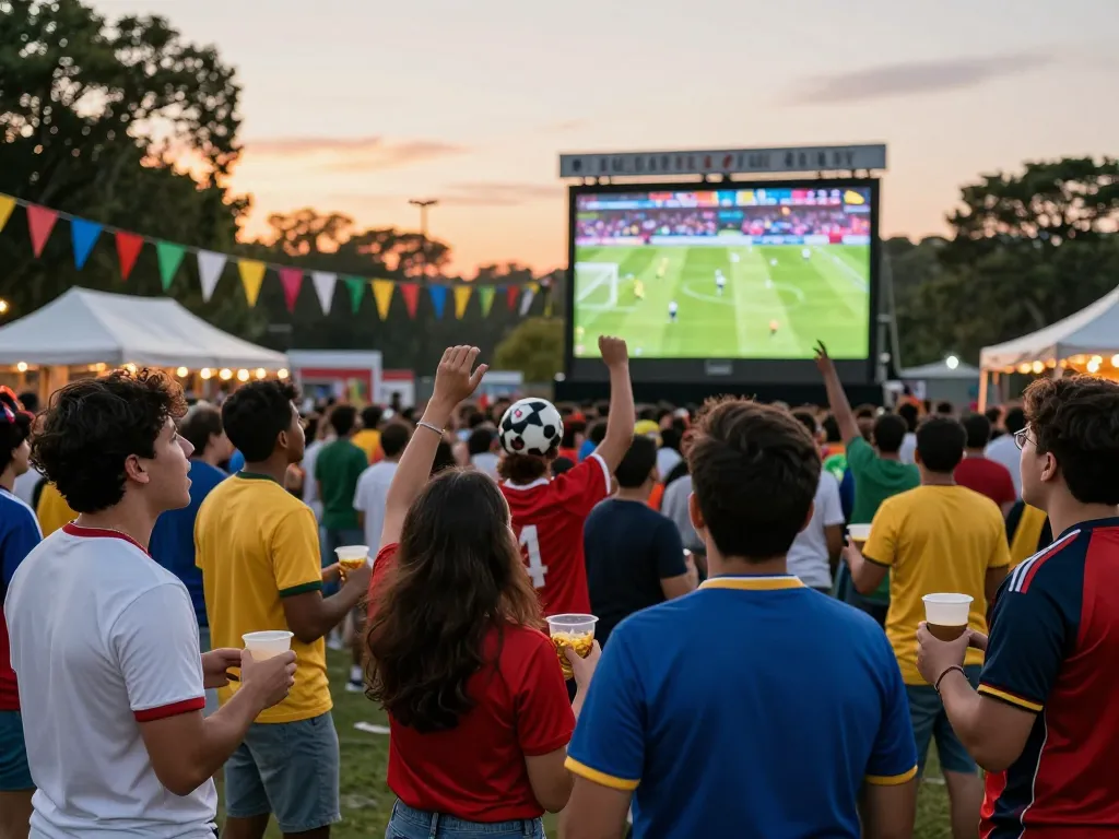 Football fans celebrating a live match while using the now goal platform for scores and updates.