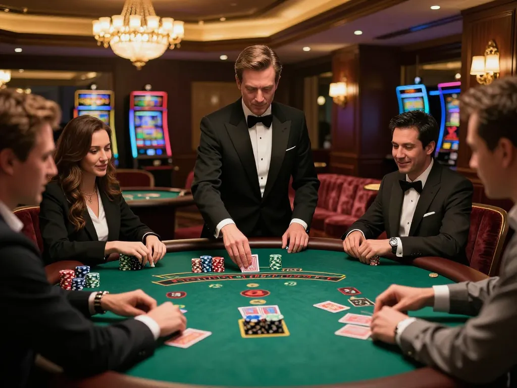 Experience high-stakes gameplay at https://tr88.baby/ with players engaged at a luxury blackjack table.