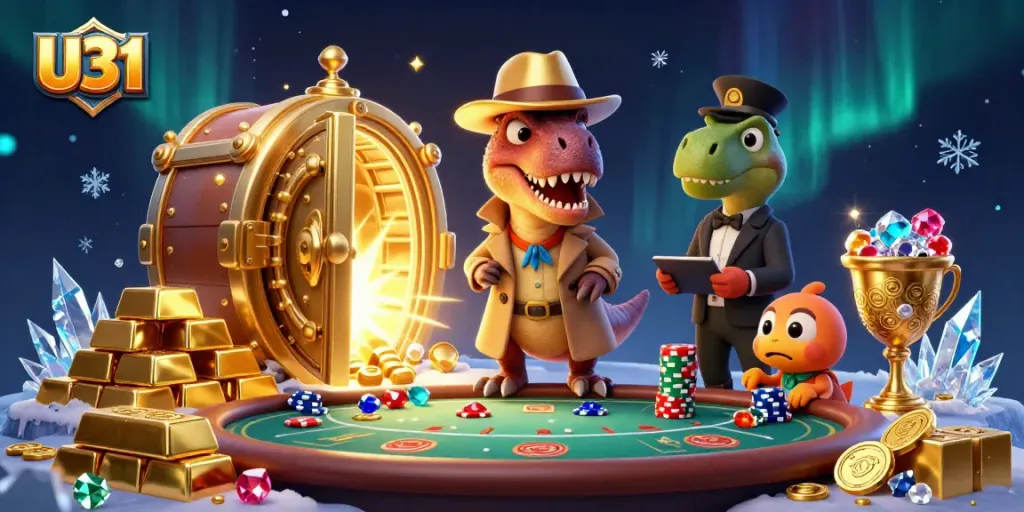Experience thrilling gameplay with U31 at a vibrant casino scene featuring whimsical characters.