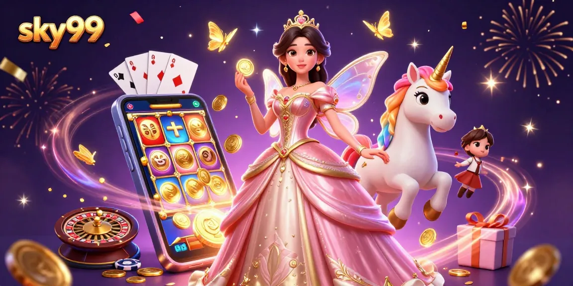 Putar gulungan slot yang berwarna-warni di sky99 menampilkan seorang putri Asia yang memukau dan unicorn emas.