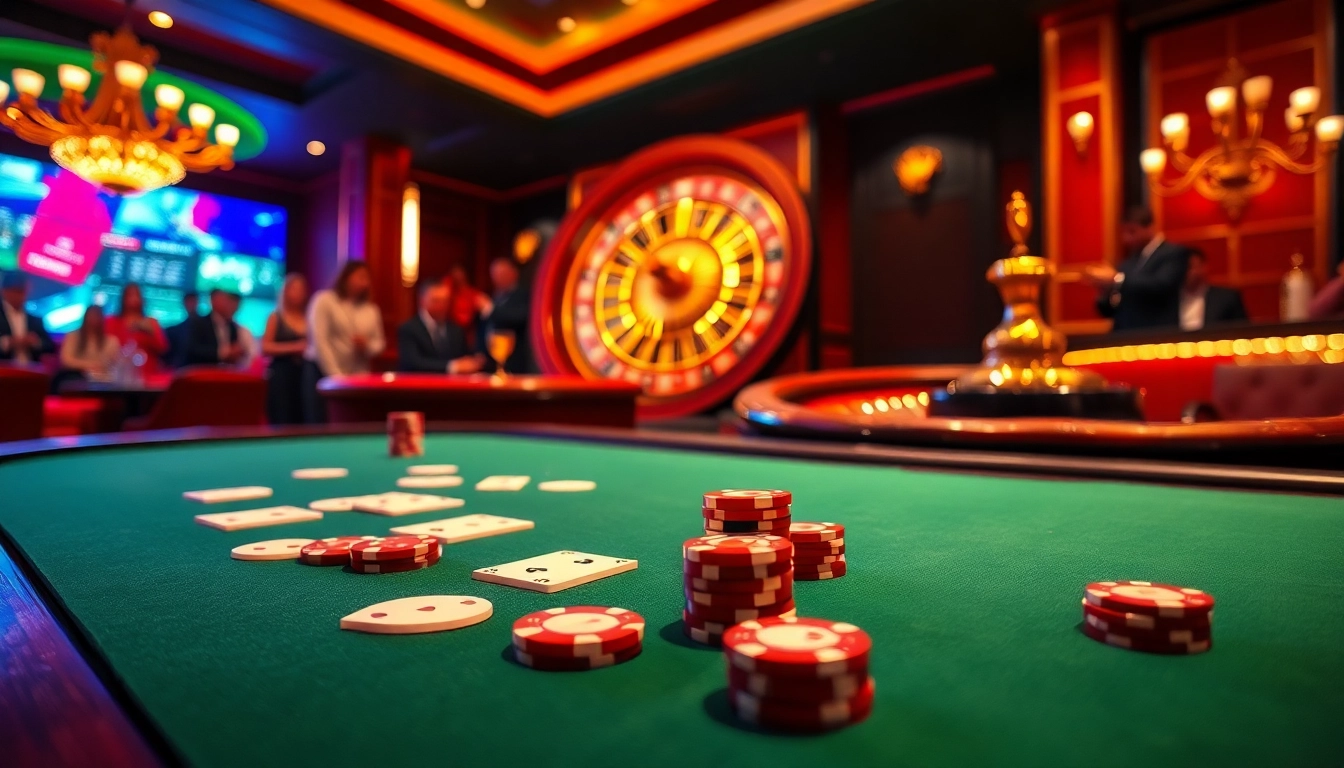 Players engaging enthusiastically at Thabet Casino, showcasing the excitement of poker and roulette.