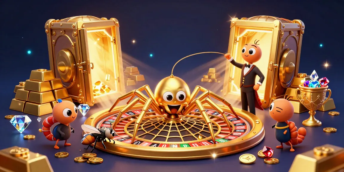 Spin the roulette web with free credit baccarat, featuring a golden spider and centipede croupier