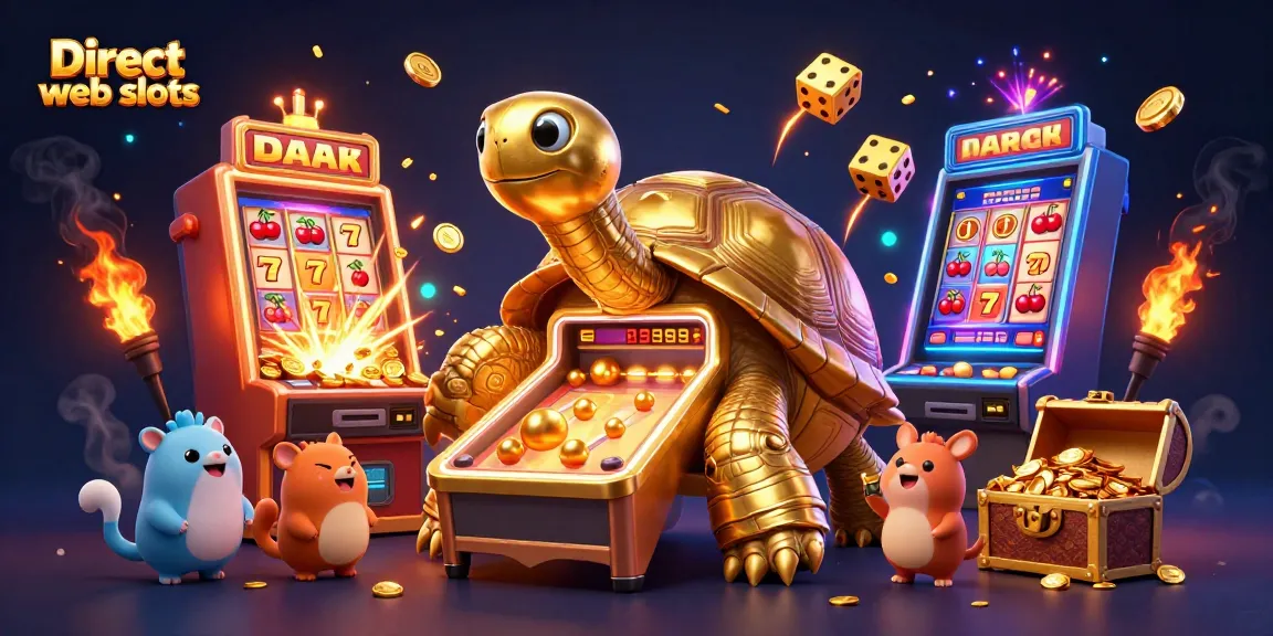 Experience thrilling action with Direct web slots in this colorful 3D casino scene.