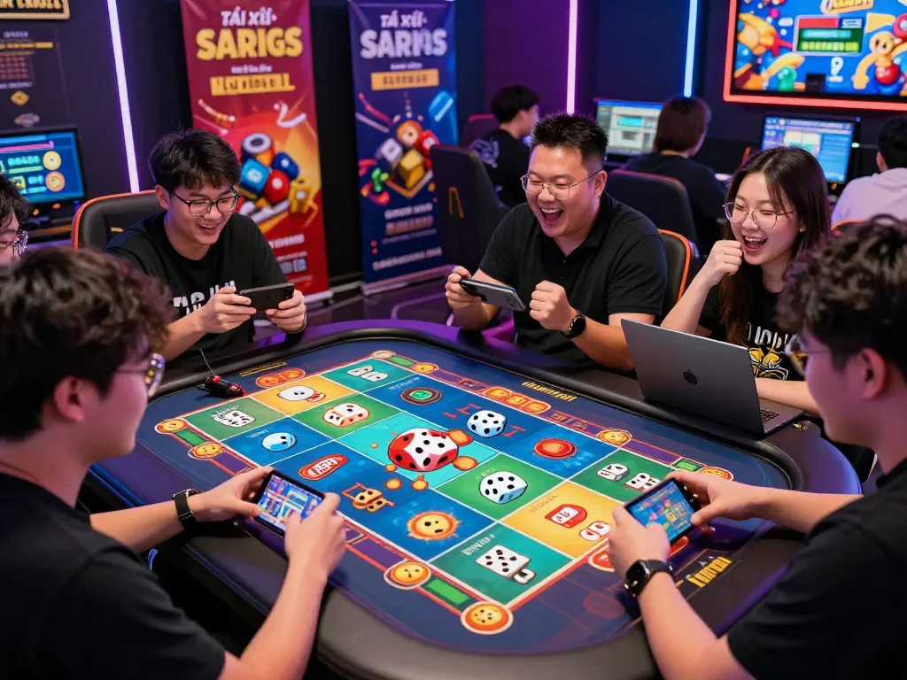 Engaging scene of players enjoying game tài xỉu sunwin with exciting animations and rewards in a vibrant online gaming atmosphere.