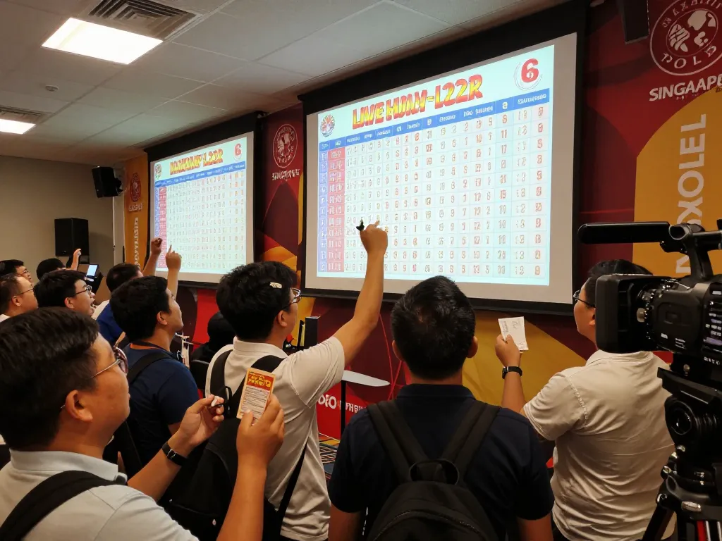 Live draw event showing participants checking their tickets with excitement for data sgp results.