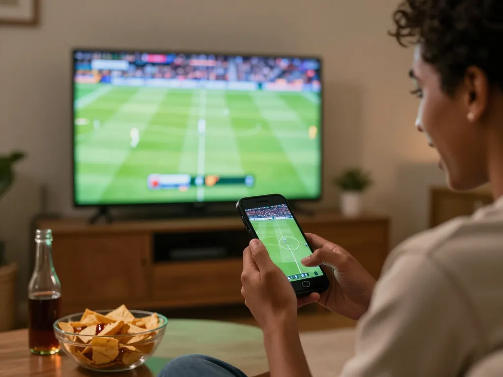 Engaged in sports betting South Africa, a person places bets on their smartphone while watching a live match.
