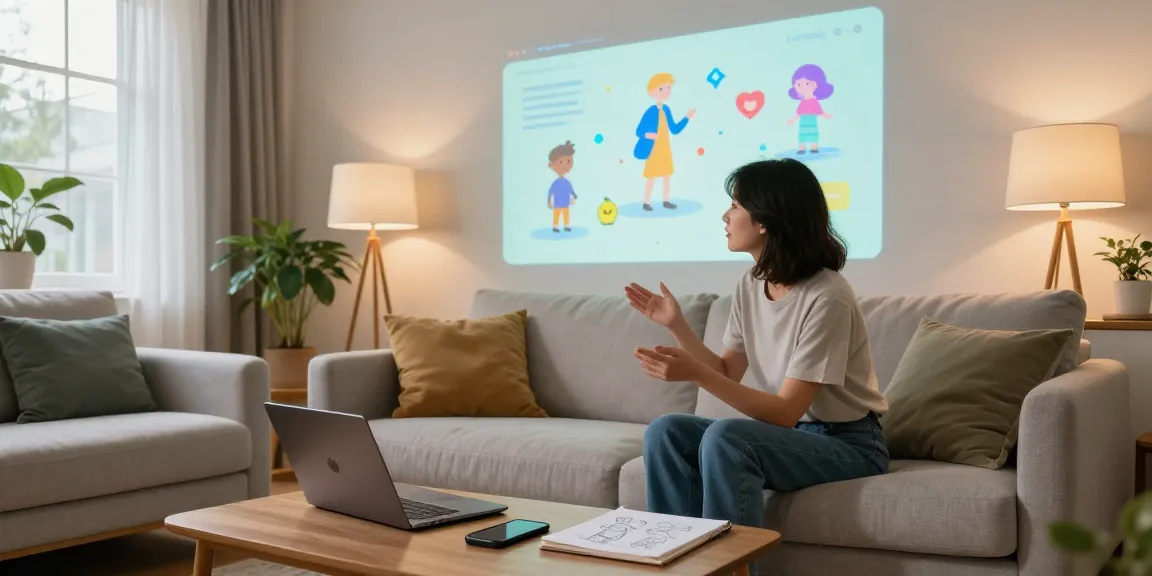 Engaging interaction with crush on ai in a modern living room setting.