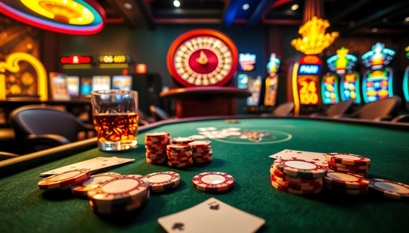 Bongdalu enhances your gaming experience at a luxurious poker table with vibrant chips and cards.