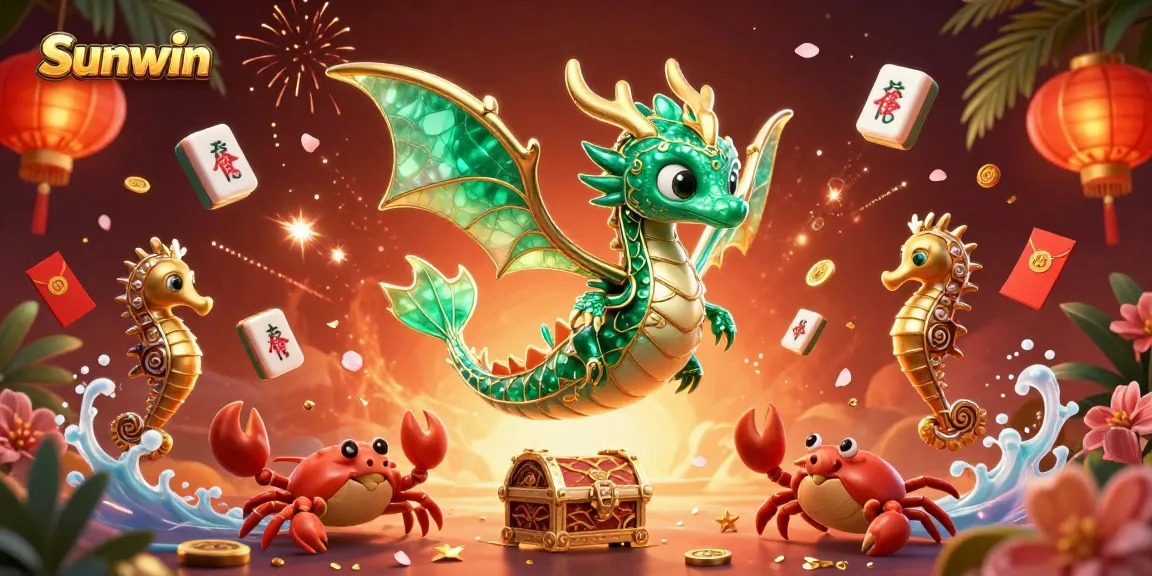 Win exciting treasures at Sunwin's online casino with vibrant 3D illustrations gleaming with gold!