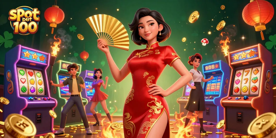Experience excitement with a slot bet 100 strategy in vibrant casino illustration.