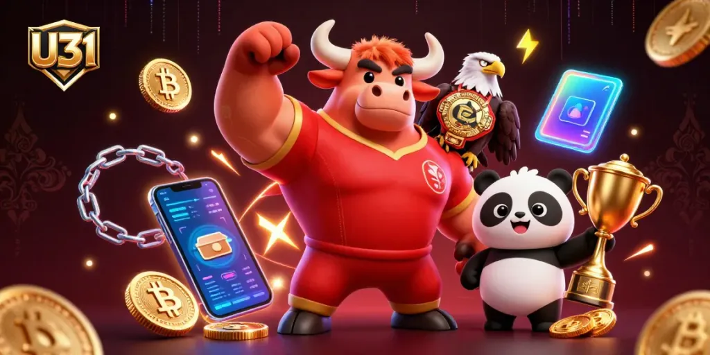 Experience thrilling wins at U31 with dynamic characters celebrating big victories in this vibrant casino scene.