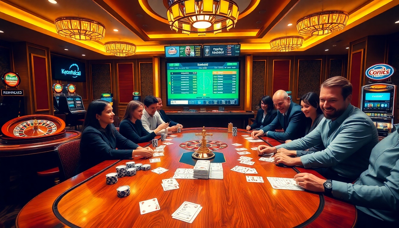 Experience the excitement of betting at keonhacai5 in a lively casino atmosphere.