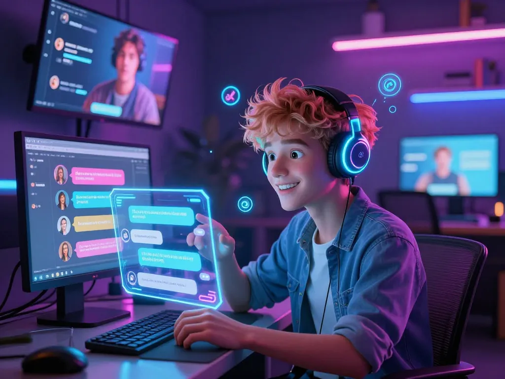 Engaging NSFW AI character in a neon-lit futuristic setting, showcasing interactive conversations.