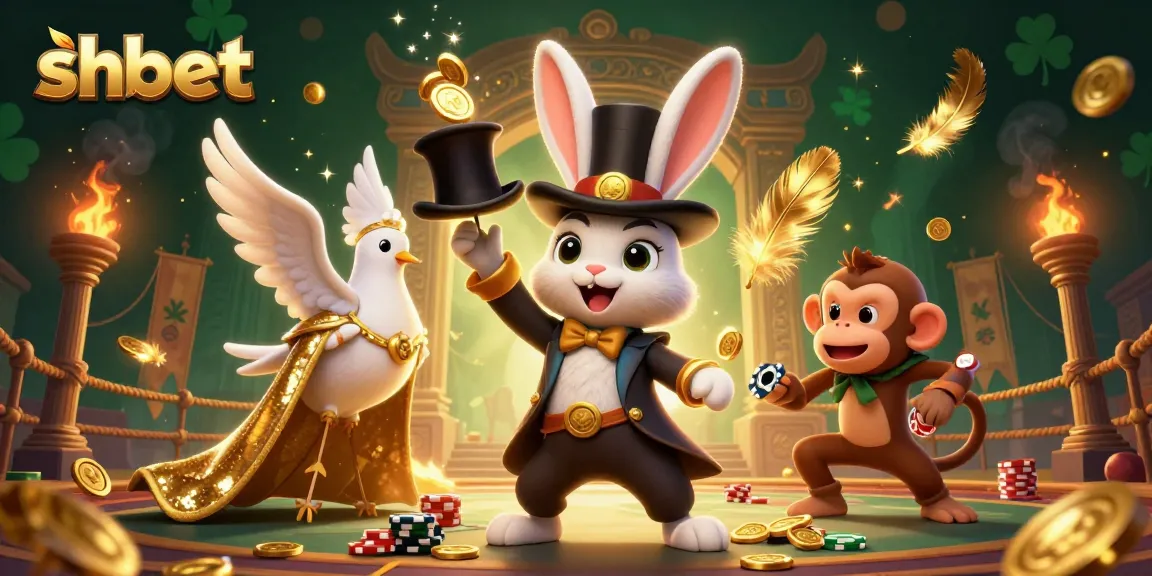 Experience shbet's dynamic casino thrills with a whimsical 3D scene of magic and excitement.