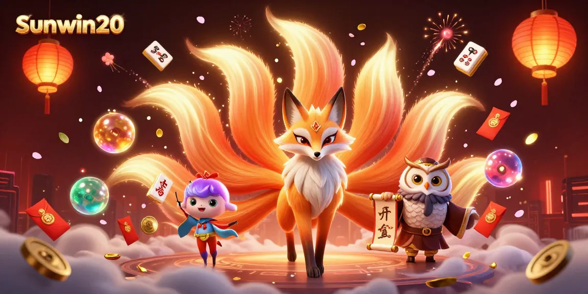 Play exciting casino games with sunwin20 featuring a colorful nine-tailed fox and dazzling mahjong