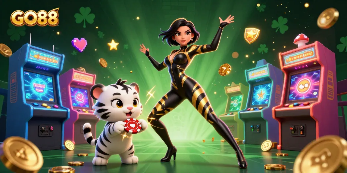Join the excitement at GO88 with a captivating 3D scene of gaming action and vibrant casino elements.
