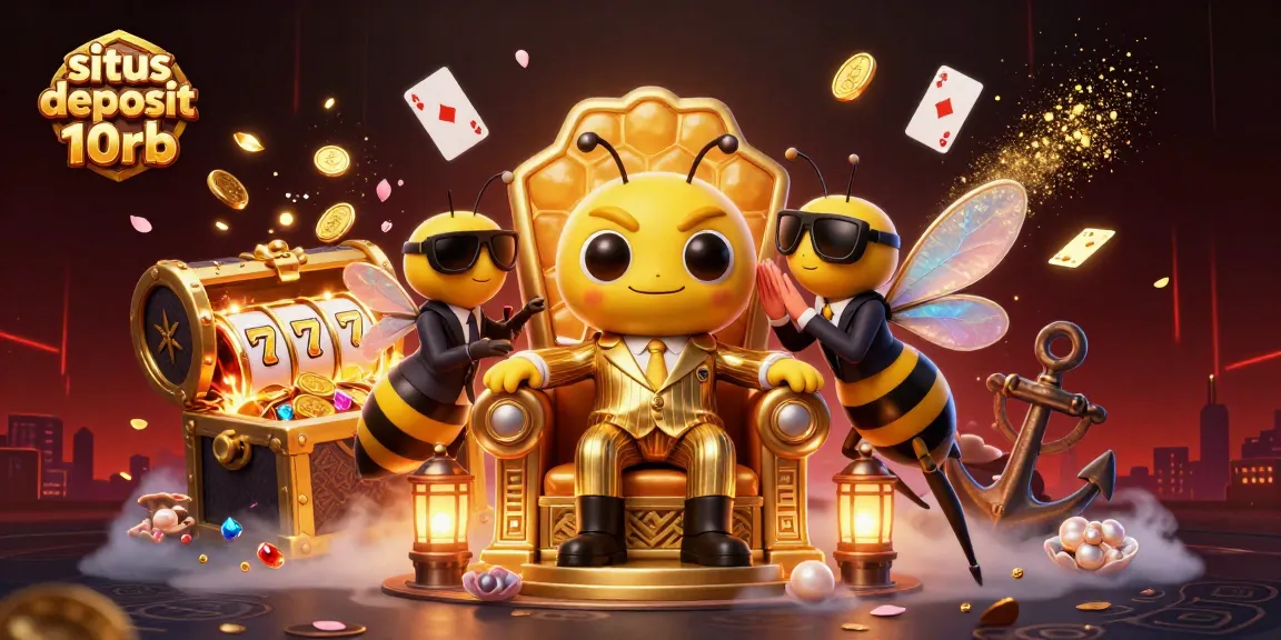 Situs deposit 10rb showcases a vibrant 3D casino scene with playful characters and dynamic gaming elements.