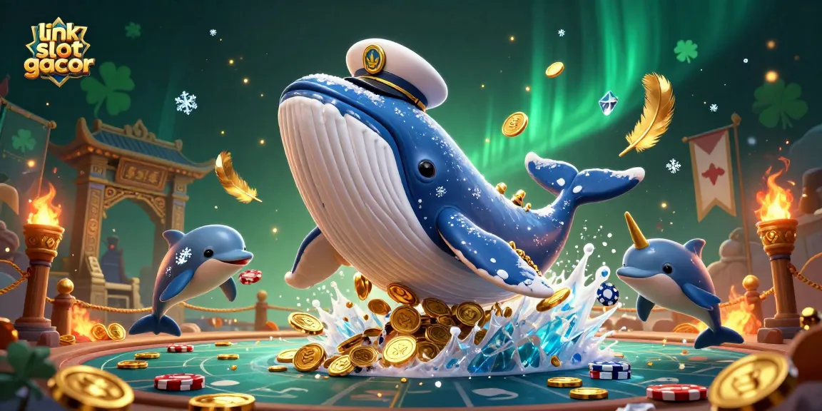 Experience the excitement of link slot gacor with playful marine characters amid shimmering casino elements.