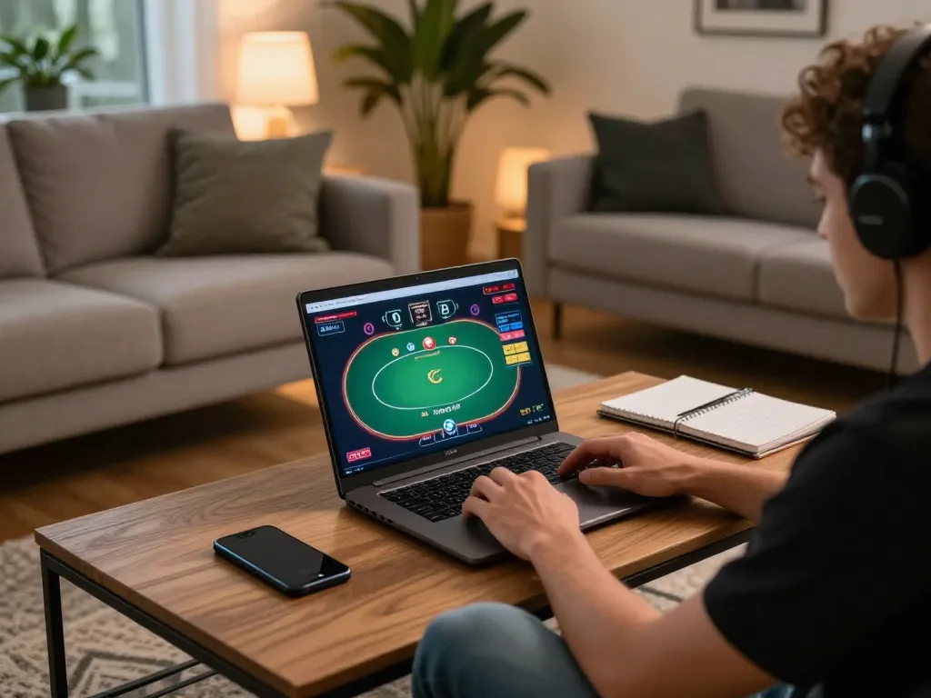 Engaging in online casino gameplay at home, showcasing the 789f link for better gaming experience.