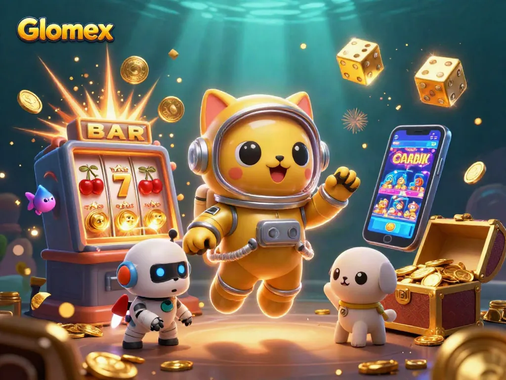 Spin the reels and win big with Glomex, featuring dynamic casino slots and vibrant characters.