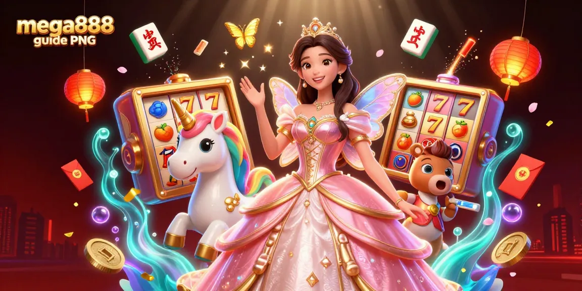 Engage with the exciting mega888 guide PNG featuring vibrant slot reels and immersive 3D visuals.