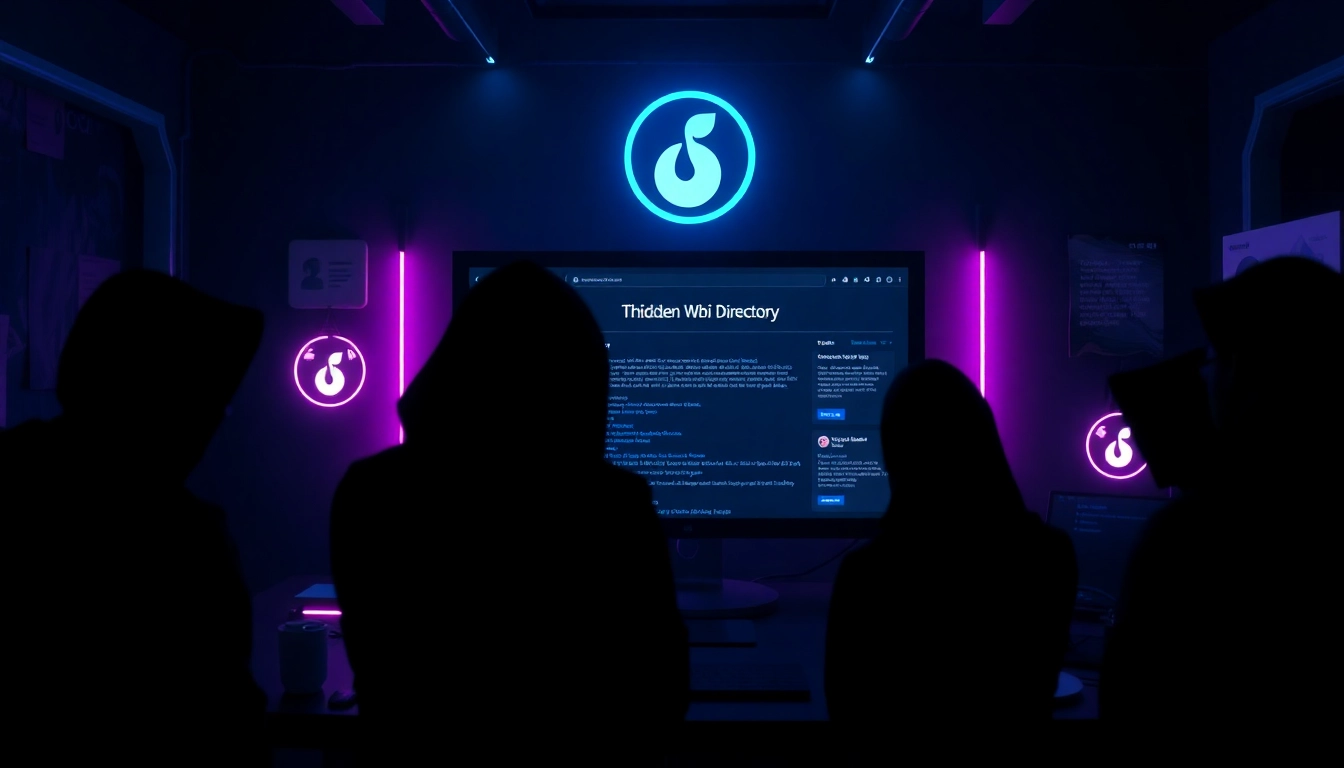 The official hidden wiki displayed on a computer screen in a dark web environment, emphasizing security and anonymity.