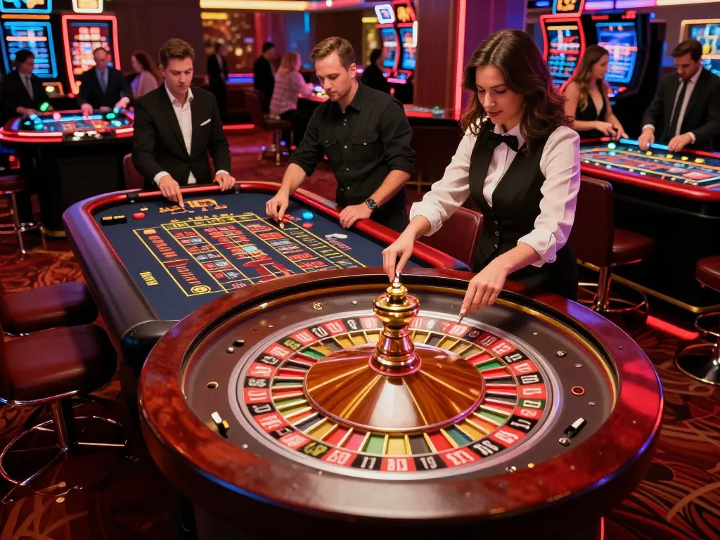 Experience thrilling roulette action at goldleafrestaurant, with players engaged and bets placed.
