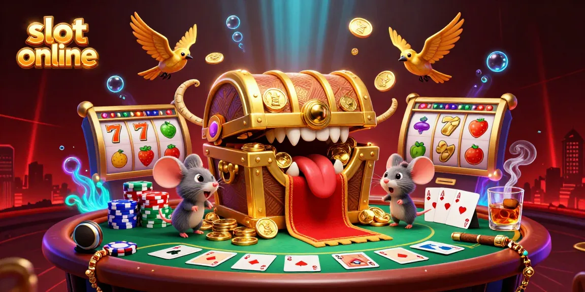Experience the thrill of slot online with this vibrant 3D illustration featuring treasure elements.