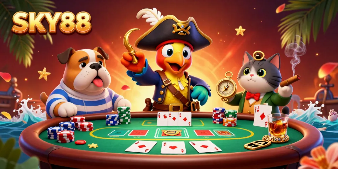 Experience thrilling gameplay at SKY88 with a dynamic pirate-themed casino scene.