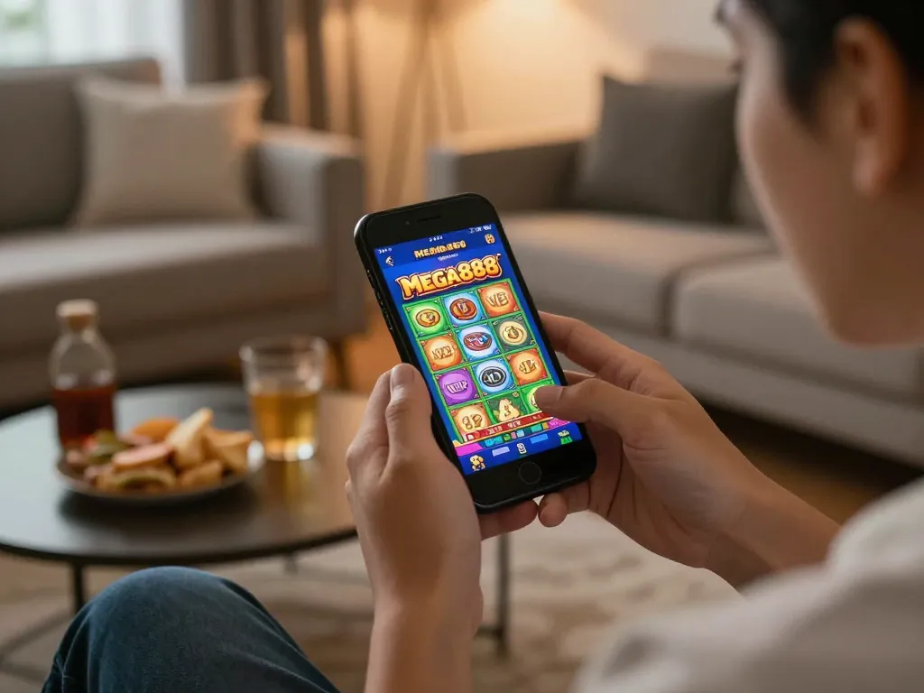 Memadukan keseronokan dengan strategi, bermain versi asli Mega888 di telefon pintar di rumah.