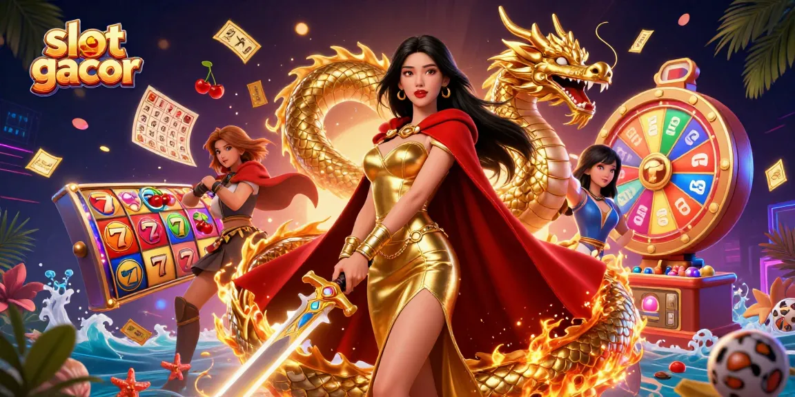 Engage with the exhilarating slot gacor experience, featuring vibrant reels and a powerful warrior queen.