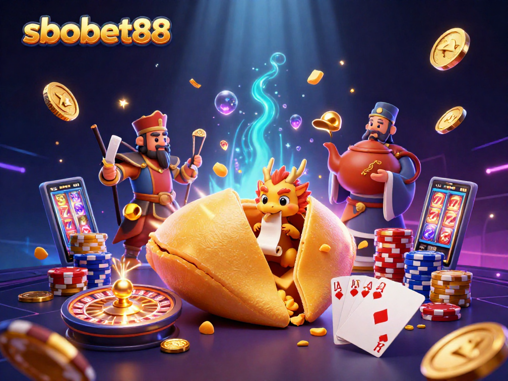 Engage with sbobet88's dynamic gaming experience featuring golden fortune, casino elements, and excitement.