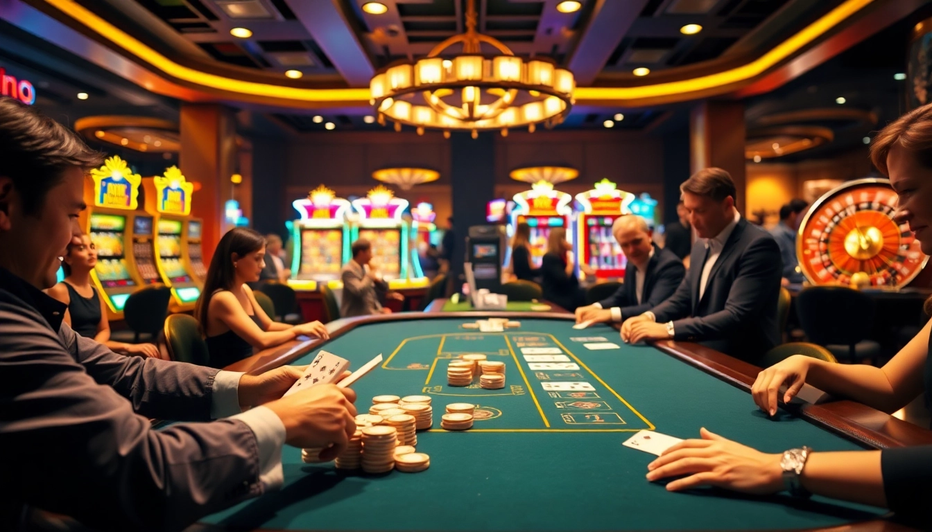 Experience the thrill of gaming at https://go99.institute/ as players engage in strategic bets at a vibrant casino table.